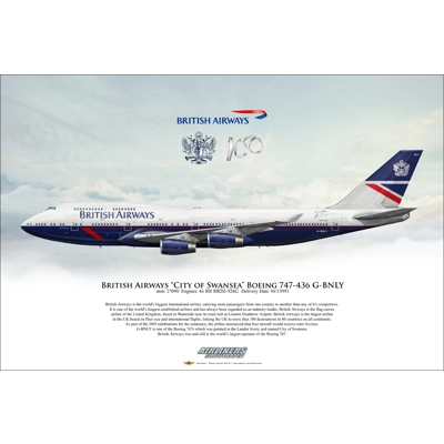British Airways Landor Livery BA100 "City of Swansea" Boeing 747-436 G-BNLY British Airways Landor Livery BA100 "City of Swansea" Boeing 747-436 G-BNLY