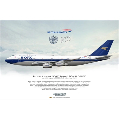 British Airways BOAC Livery BA100 Boeing 747-436 G-BYGC British Airways BOAC Livery BA100 Boeing 747-436 G-BYGC