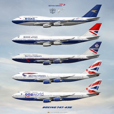 British Airways Boeing 747-400 Fleet 'Queen of the Skies' Tribute Art British Airways Boeing 747-400 Fleet 'Queen of the Skies' Tribute Art
