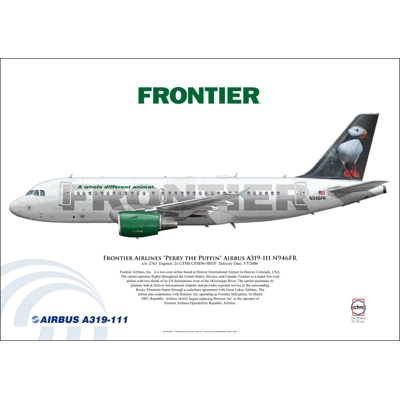 Frontier Airlines "Perry the Puffin" Airbus A319-111 N946FR