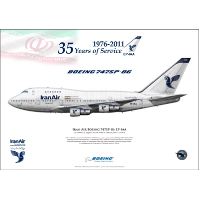 Iran Air Boeing 747SP-86 EP-IAA 35 Years of Service 1976-2011 Iran Air Boeing 747SP-86 EP-IAA 35 Years of Service 1976-2011