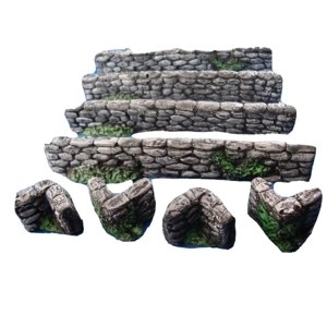 28mm Wargaming Terrain Stone Walls & Corners Set Modular Diorama ACW WW2