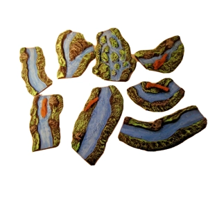 Wargaming River Terrain Set Modular Water Scenery 15mm 20mm 28mm Diorama Table