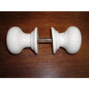 Pair of Antique White Crackle-glazed Door Knobs