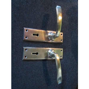 Pair of Reclaimed Solid Brass Art Deco Door Lever Handles