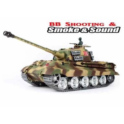 Platinum Version RC 1/16 King Tiger Henschel Turret Smoking BB shooting Sounding