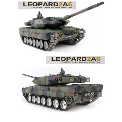Heng Long Leopard 2A6 RC Tank 6.0S NATO Camouflage 2.4G 6.0V BB Smoke -- Platinum 1/16