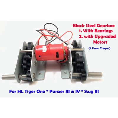 steel gearbox with Bearings & Upgraded Motor for HL Tiger One Panzer III IV