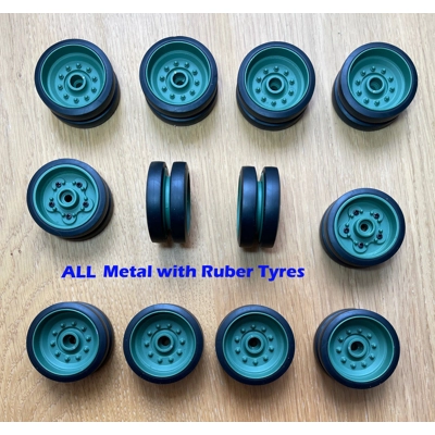 Haya 1/16 Centurion Chieftain Metal Road Wheels with Rubber Tyres