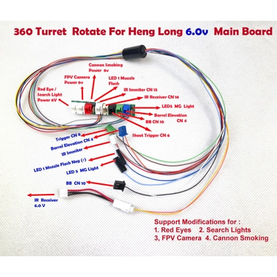 360 degree turret rotate Loom Unit for heng long 2.4G system 6.0 / 6.0s version