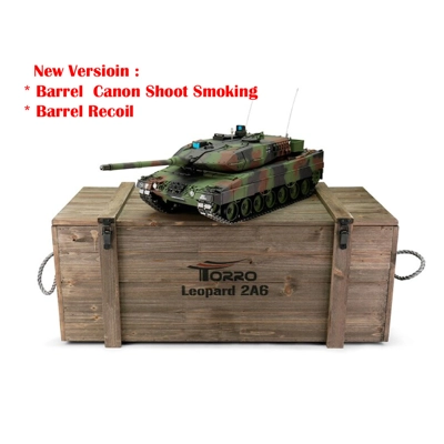 Torro 1/16 Leopard 2A6 RC Tank 2.4G IR Metal Edition PRO NATO Smoke Barrel