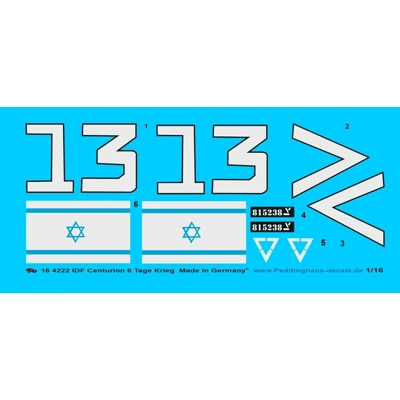 1/16 Centurion Decal Sticker 6 Day's War