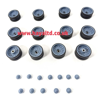 1/16 Challenger  LATE Version Road Wheels with 24 Bearings & 24 Rubber Tyres Fit Heng Long
