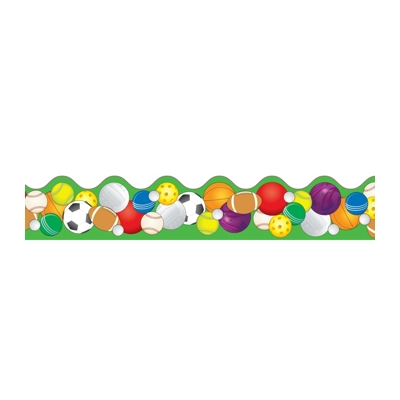 Sports Balls Scalloped Border