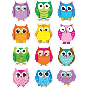 Colorful Owls Shape Stickers