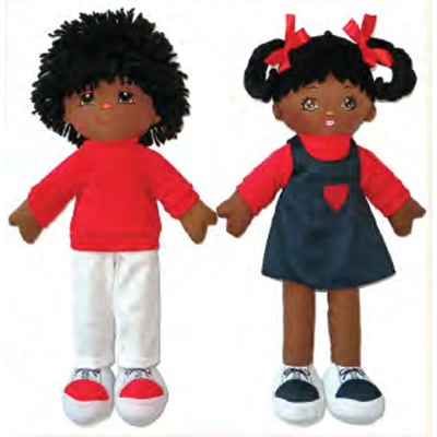 Soft Cuddly Dolls: Boy and Girl Dolls-African American