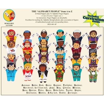 A to Z Alphabet people puppets w/ 52 Alphabet Finger Puppets