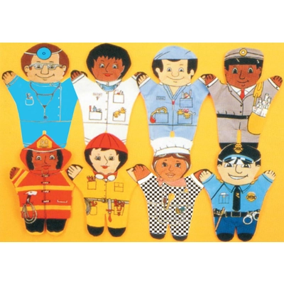 Community Helper 8 pc puppet set: Multicultural