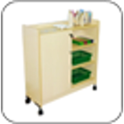 Wooden Storage c/w Single Door Wood Colour - 33" [12"W X 33"L X 35"H]