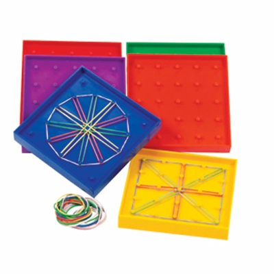 5" Assorted Geoboards, 5 x 5 Pin (Set of 6)