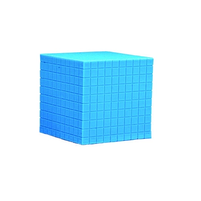 BLUE PLASTIC BASE TEN CUBE - 10x10x10 CENTIMETER