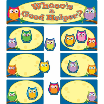 Colorful Owls Job Assignment Mini Bulletin Board Set