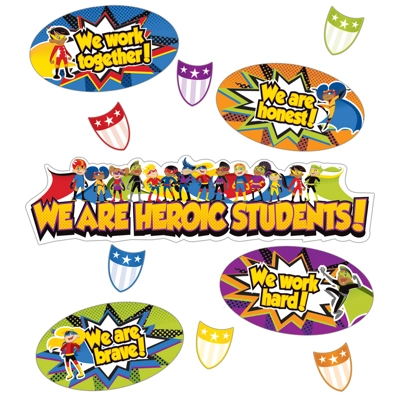 Super Power Heroic Students Mini Bulletin Board Set