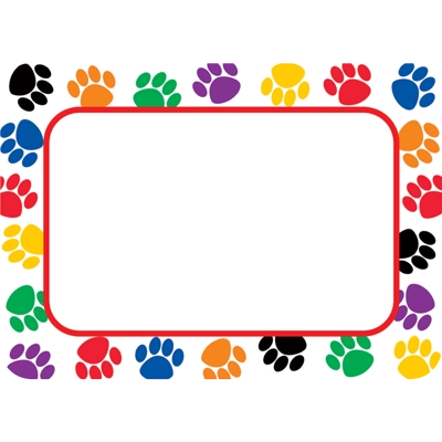 Colorful Paw Prints Name Tags / Labels