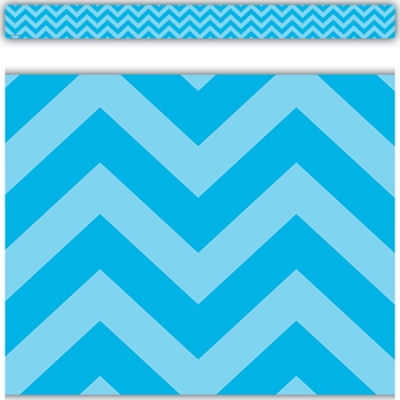 Aqua Chevron Straight Border Trim