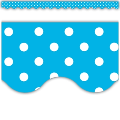 Aqua Polka Dots Scalloped Border Trim