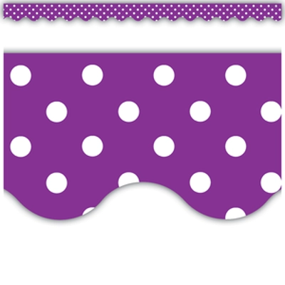 Purple Polka Dots Scalloped Border Trim