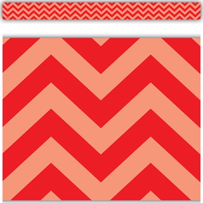 Red Chevron Straight Border Trim