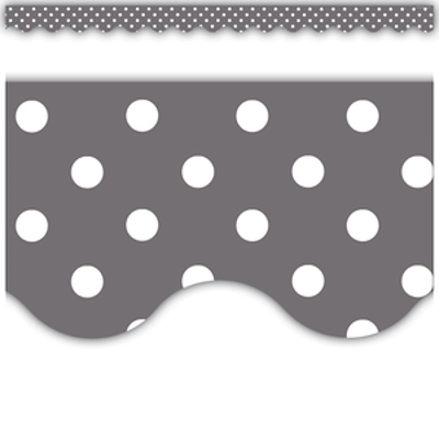 Gray Polka Dots Scalloped Border Trim