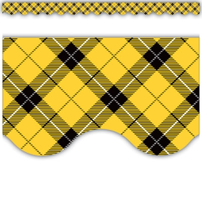 Yellow Plaid Scalloped Border Trim