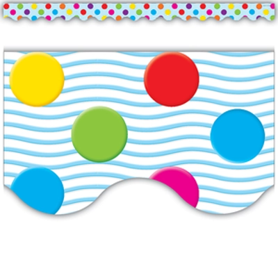 Multicolor Polka Dots Scalloped Border Trim