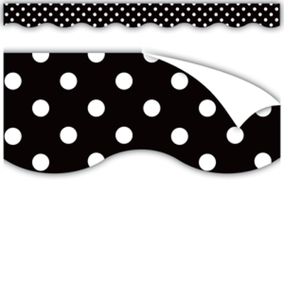 Clingy Thingies Black Polka Dots Scalloped Borders