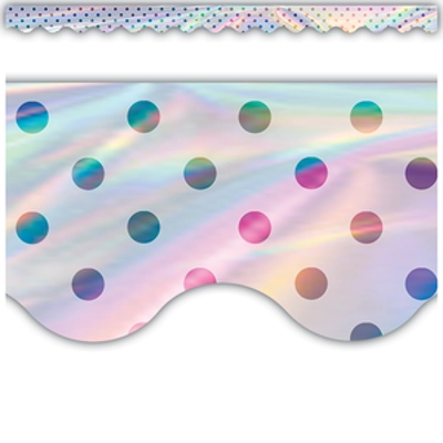 Iridescent Polka Dots Scalloped Border Trims
