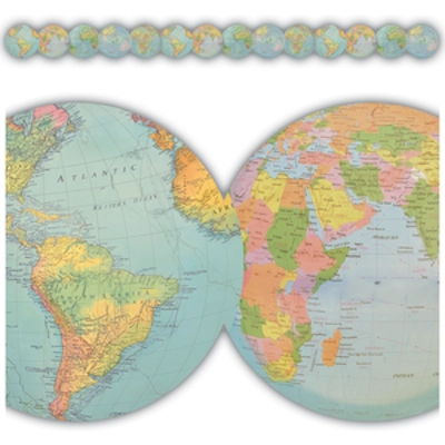 Travel the Map Globes Die-Cut Border Trim