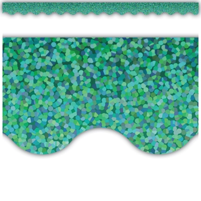 Green Sparkle Scalloped Border Trim