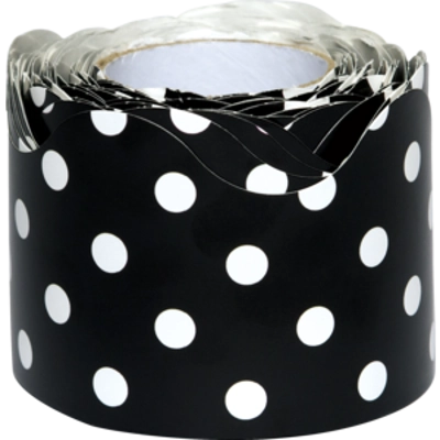 Black Polka Dots Scalloped Rolled Border Trim