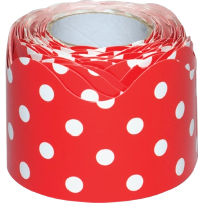 Red Polka Dots Scalloped Rolled Border Trim