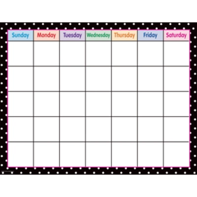 Black Polka Dots Calendar Chart