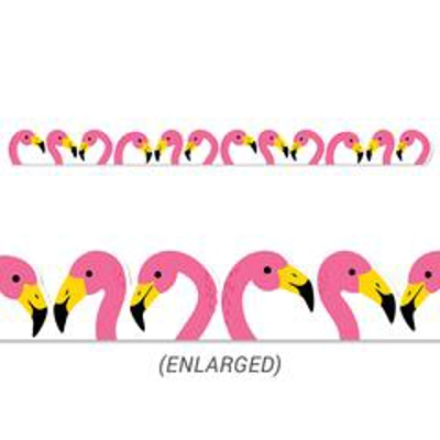 Palm Paradise Flamingos Border