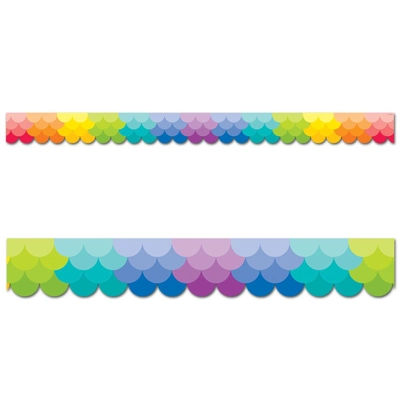 Painted Palette Ombre Rainbow Scallops Border