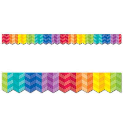Painted Palette Rainbow Herringbone Border