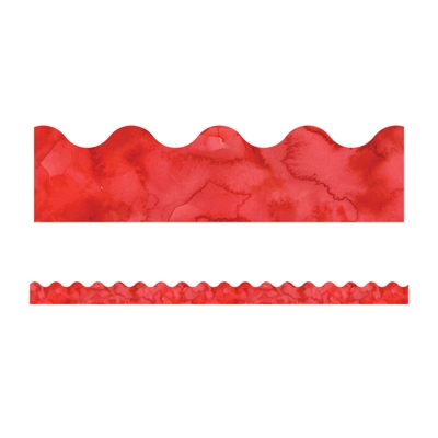 Watercolor Red Scalloped Borders