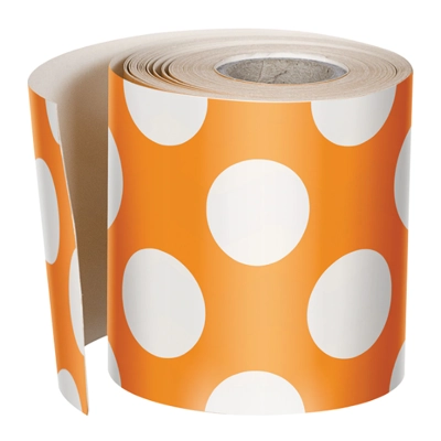 Orange with Polka Dots Rolled Straight Borders