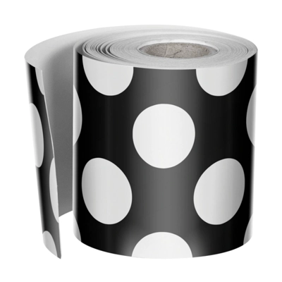 Black with Polka Dots Rolled Straight Borders