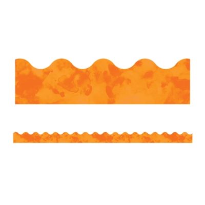 Watercolor Orange Scalloped Borders