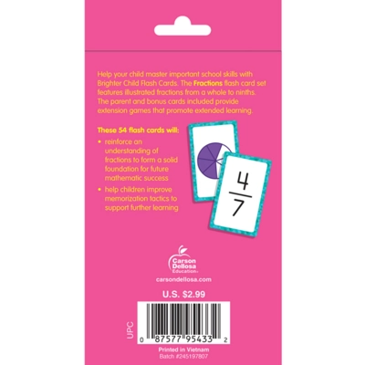 Fractions Flash Cards Grade 3-5